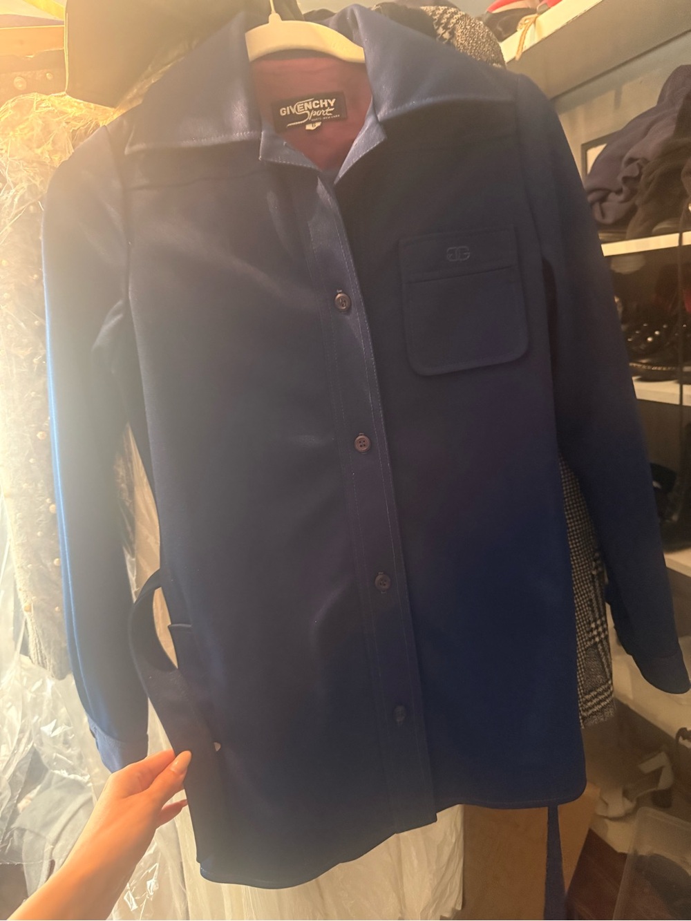 Givenchy Navy Blue Button-Front Utility Jacket